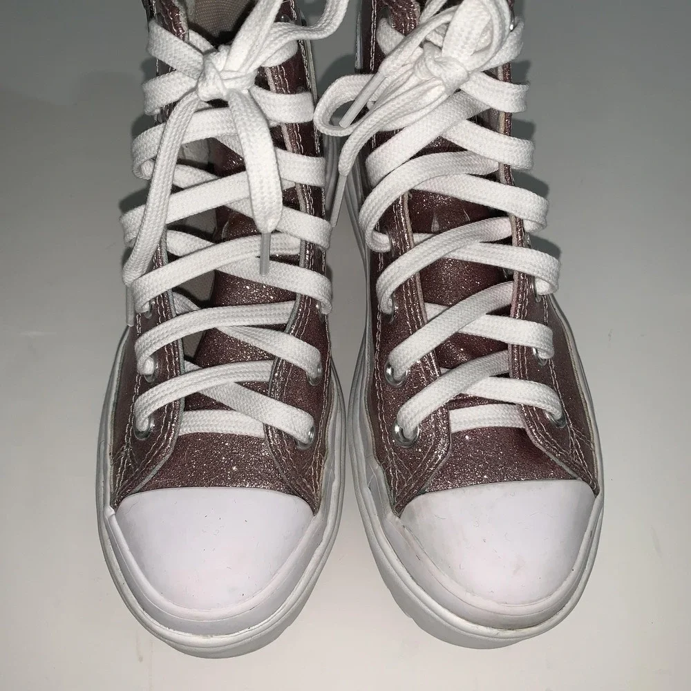 Converse Chuck Taylor All Star Shoes Kids Size 2 Pink Glitter High Top Platform
